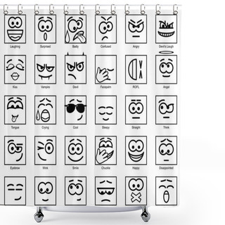 Personality  Set Vector Square Smiles Shower Curtains