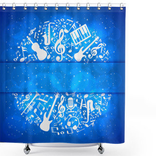 Personality  Music Background With Instruments And Notes With Place For Your Text Shower Curtains