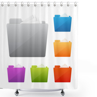 Personality  Collection Of File Folders Icons Shower Curtains