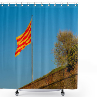 Personality  Catalonia Flag Waving On The Wind  Shower Curtains