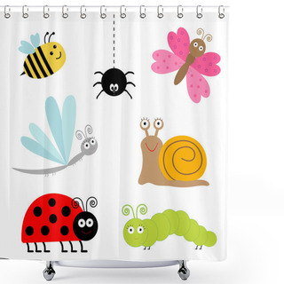 Personality  Cute Cartoon Insect Set. Shower Curtains