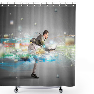 Personality  Fast Internet Concept Shower Curtains