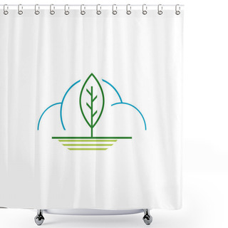 Personality  Weather Control Climate Change Logo Vector Icon. Simple Shilhout Shower Curtains
