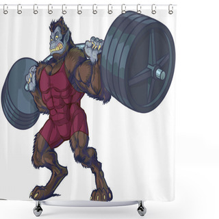 Personality  Weightlifting Beast Man Mascot Vector Illustration Shower Curtains