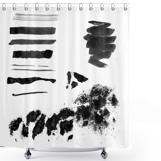 Personality  Set Of Black Ink Brush Strokes And Splotches Shower Curtains