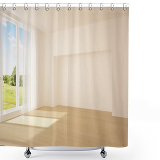 Personality  White Empty Room With Nature View Shower Curtains
