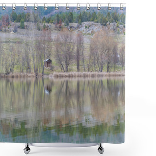 Personality  Bursa Uludag Gokoz Pond Mountain Reflection With Clouds And Natural Vegetation Shower Curtains