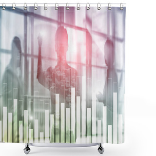 Personality  Business And Finance Graph On Blurred Background. Trading, Investment And Economics Concept. Shower Curtains