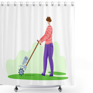 Personality  Lawn Care And Gardening Service Vector Shower Curtains