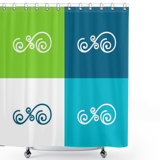 Personality  Asymmetrical Floral Design Of Spirals Flat Four Color Minimal Icon Set Shower Curtains