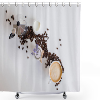 Personality  French Press And Coffee Shower Curtains