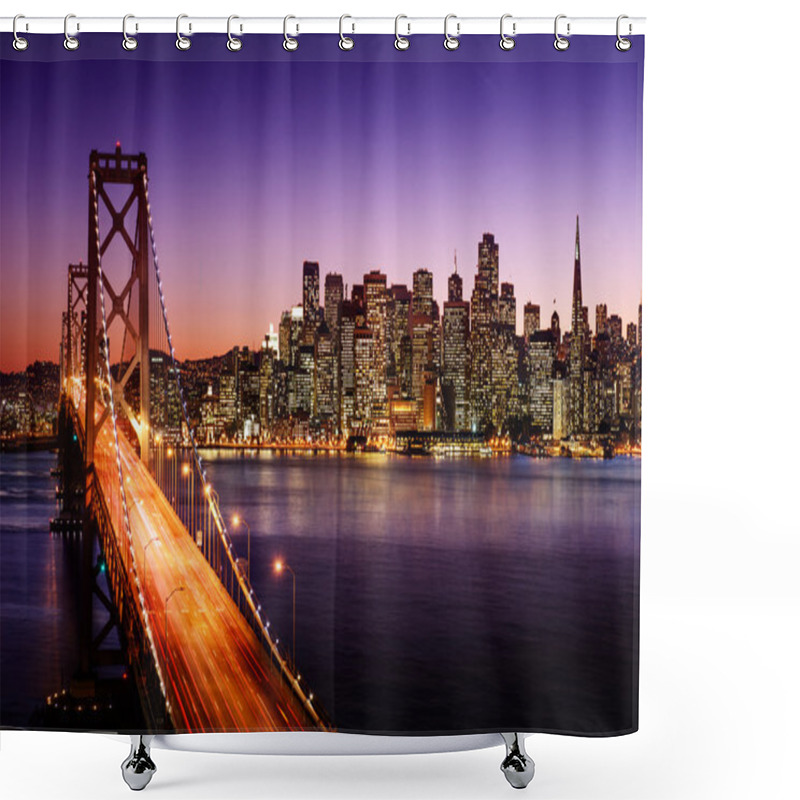 Personality  San Francisco Skyline And Bay Bridge At Sunset, California Shower Curtains