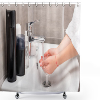 Personality  Woman Washing Hands Shower Curtains