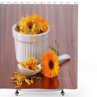 Personality  Tea Collection - Pot Marigold Shower Curtains