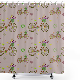 Personality  Cute Bicycle Vector Background Shower Curtains