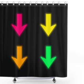 Personality  Arrow Down Blue And Red Four Color Minimal Icon Set Shower Curtains