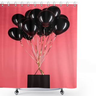 Personality  Shopping Bag Hanging On Black Balloons Shower Curtains