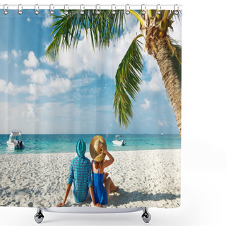 Personality  Couple At Maldives Shower Curtains