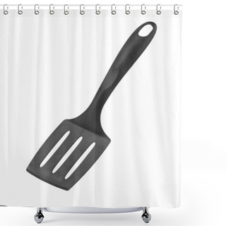 Personality  Black Plastic Cooking Spatula Isolated On White Background. Kitchen Utensils. File Contains Clipping Path.  Shower Curtains
