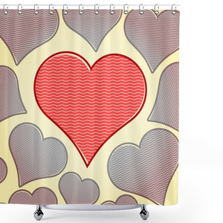 Personality  Vector Background With Hearts Shower Curtains