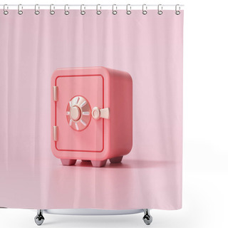 Personality  Red Safe Box Font View On Pink Background. 3d Render Illustration Shower Curtains