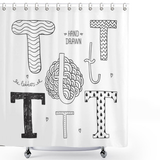 Personality  Vector Hand Drawn Alphabet Shower Curtains