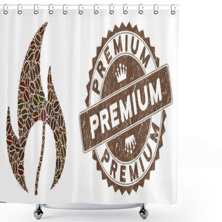 Personality  Coffee Collage Roasted Coffee With Scratched Premium Stamp Shower Curtains