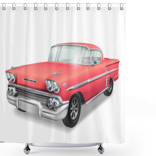 Personality  Veteran Classic Red Car Shower Curtains