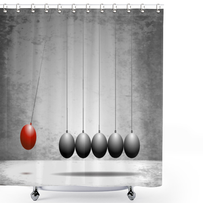 Personality  Newtons Cradle, Illustration, Vector, Seamless Loop, Science, Grunge Background Shower Curtains