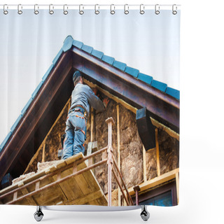 Personality  Construction Worker Thermally Insulating House Shower Curtains