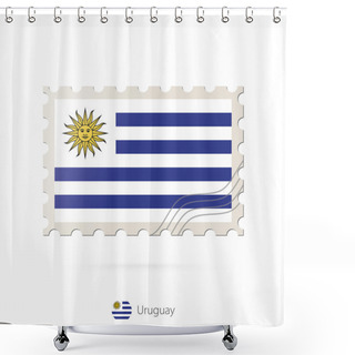 Personality  Postage Stamp With The Image Of Uruguay Flag. Shower Curtains