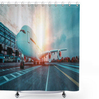 Personality  Airplanes And Airports. 3D Render And Illustrator. Shower Curtains