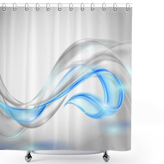 Personality  Abstract Gray Waving Background With Blue Element Shower Curtains