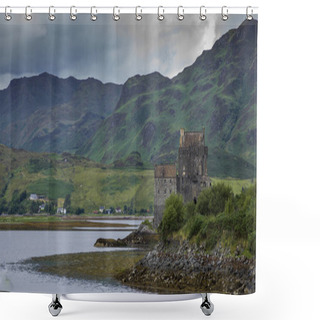 Personality  View Of The Eilean Donan Castle, Eilean Donan, Scottish Highlands, Scotland Shower Curtains