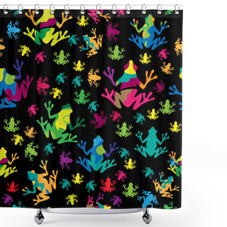 Personality  Multi-colored Frogs Background Shower Curtains