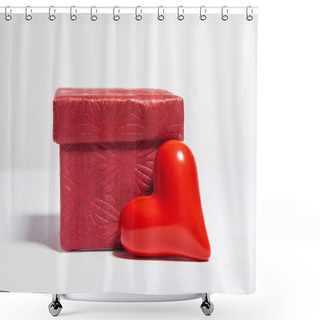 Personality  Gift Box And Red Heart  Shower Curtains