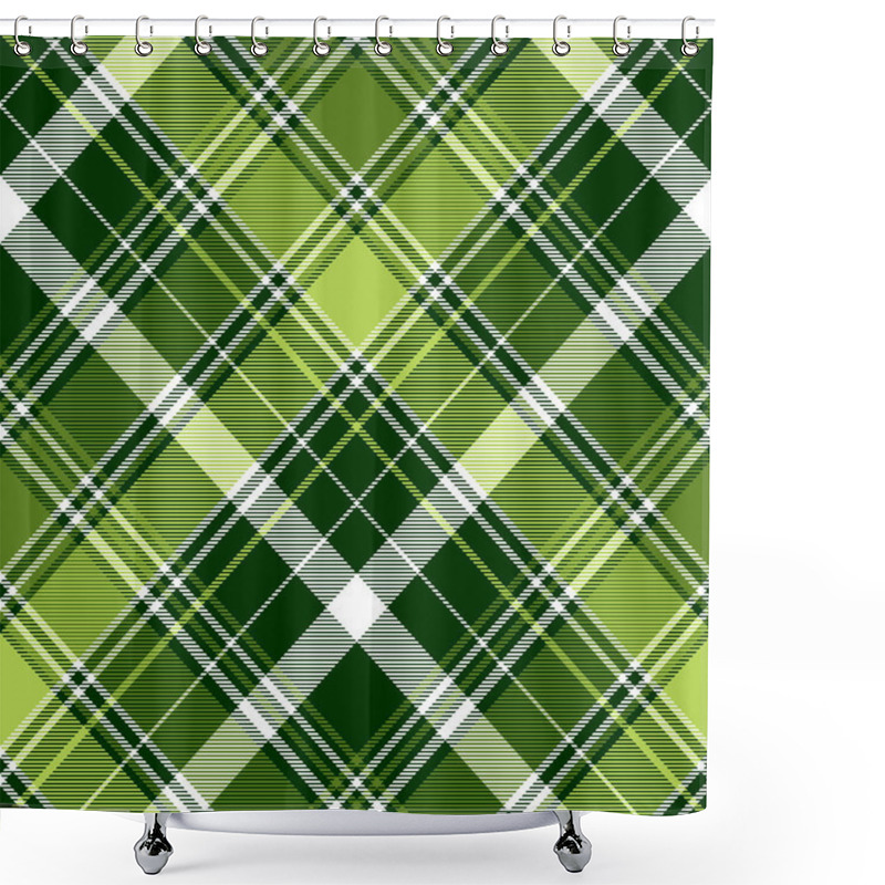 Personality  Green Irish Diagonal Abstract Plaid Seamless Pattern Shower Curtains