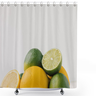 Personality  Green And Key Limes Isolated On White Background Shower Curtains