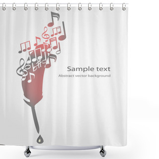 Personality  Vector Background With Feather And Music Notes. Shower Curtains