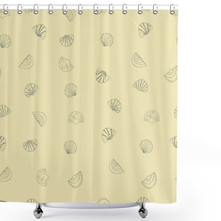 Personality  Seamless Pattern With Hand Drawn Shells, Sands And Waves On For Surface Design And Other Design Projects. Summer And Beach Concept Shower Curtains
