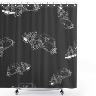 Personality  Seamless Background With Vintage Cars Shower Curtains