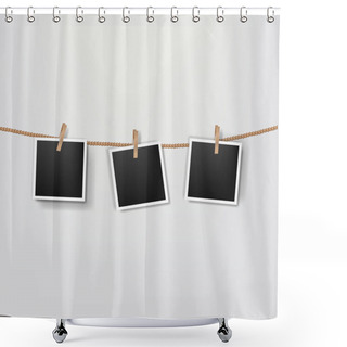 Personality  Photos On The Rope Grey Background With Gradient Mesh, Vector Illustration Shower Curtains