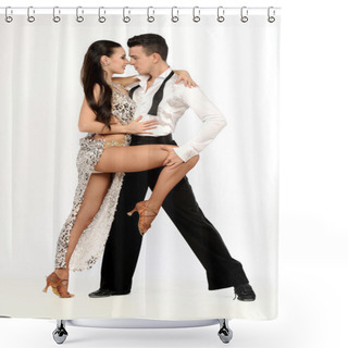 Personality  Beautiful Couple In The Active Ballroom Dance Shower Curtains