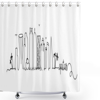 Personality  Qatar City Skyline Doodle Sign Shower Curtains