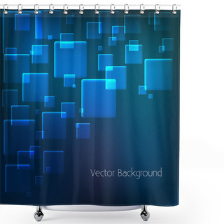 Personality  Vector Background With Blue Squares. Shower Curtains