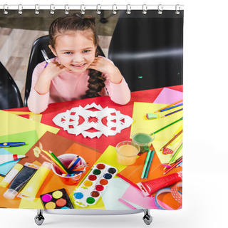 Personality  Schoolchild Cutting Paper Shower Curtains