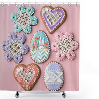 Personality  Home-baked And Decorated Easter Cookies Shower Curtains