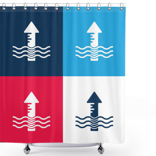 Personality  Arrow Blue And Red Four Color Minimal Icon Set Shower Curtains