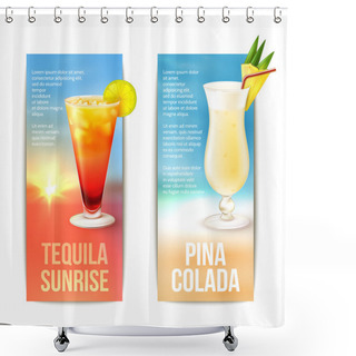 Personality  Cocktails Banner Set Shower Curtains