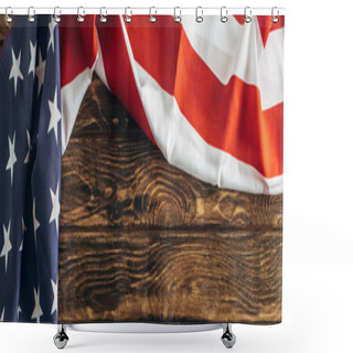 Personality  Horizontal Image Of American Flag With Stars And Stripes On Wooden Surface  Shower Curtains
